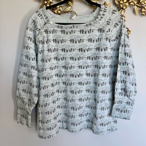 kate quinn Light Blue Forest Print Button-Shoulder Sweatshirt